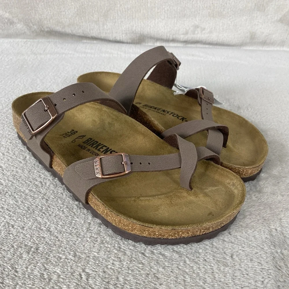 Birkenstock Mayari Sandals Womens US 7 EU 38 Mocca Birko-Flor Regular Fit NEW